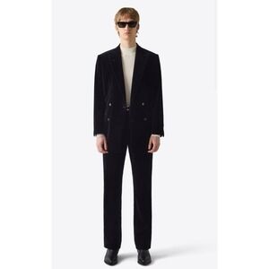 BLK DNM BLAZER 77‎ BLACK VELVET And Pants Suit Size 56 Waist 36 Double Breasted